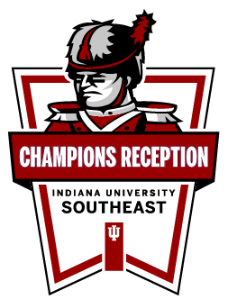 Badge logo with IU Southeast Grenadier reading Champions Reception on a red banner