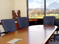 Conference room with chairs and scenic view out the window