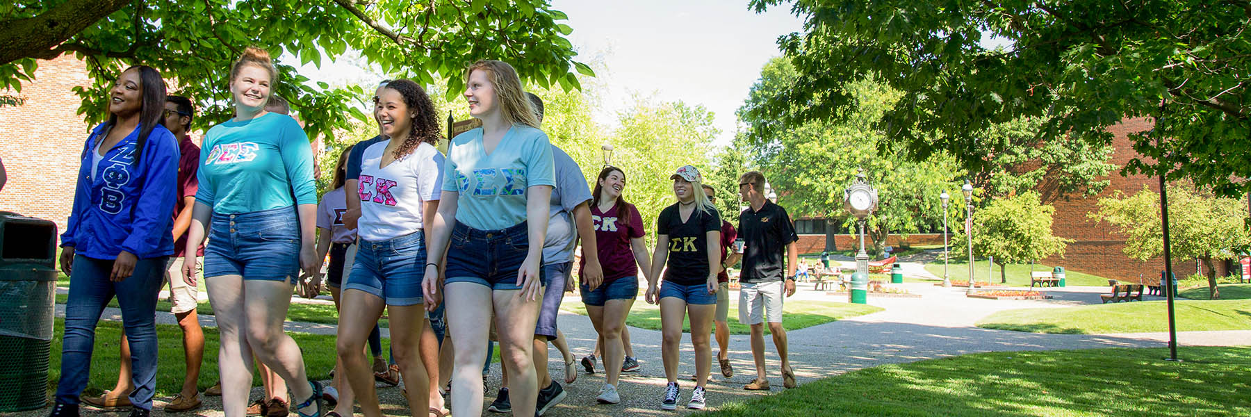 Students walking across IU Southeast campus.